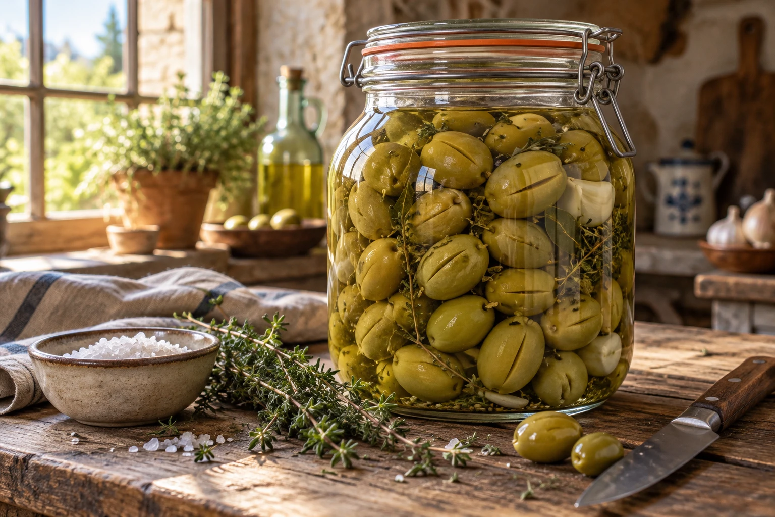 Préparer des olives vertes au bicarbonate de soude